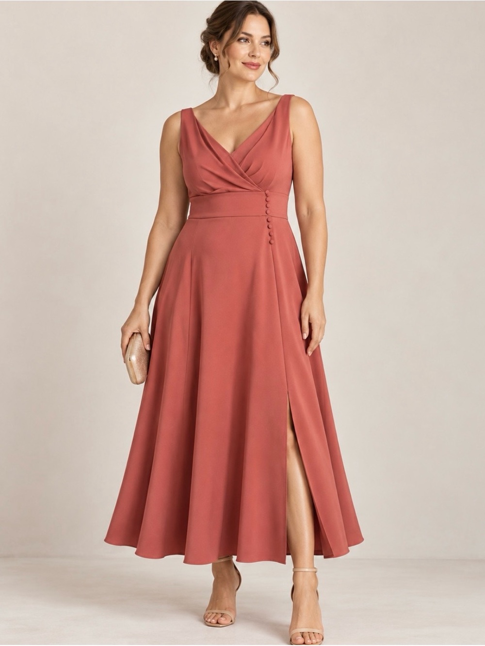 ASOS Design Rust Draped Fit & Flare Midi Dress Size 14 NWOT